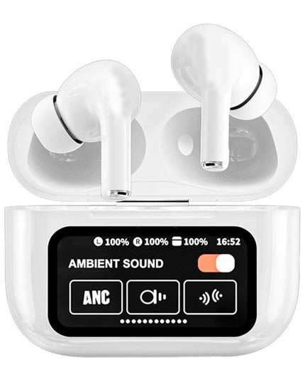 Wireless Bluetooth Earphone With Touch Screen & Noise Reduction - White-1915196825372069895