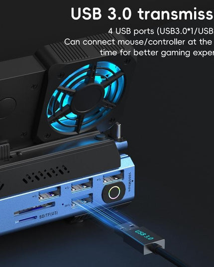 10-In-1 Usb-C Gaming Dock With Detachable Fan - Blue / Black-1915196925045510150