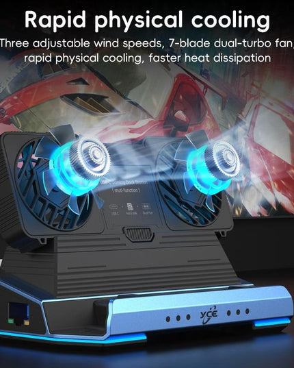 10-In-1 Usb-C Gaming Dock With Detachable Fan - Blue / Black-1915196925045510153