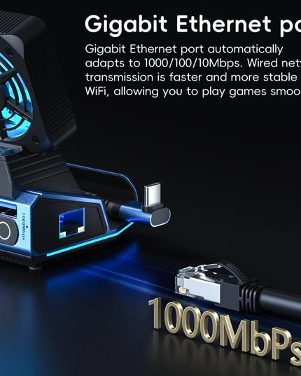 9-In-1 Usb-C Gaming Dock With Detachable Fan - Blue / Black-1922443402268512259