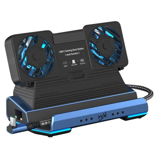 9-In-1 Usb-C Gaming Dock With Detachable Fan - Blue / Black-1922443402268512264