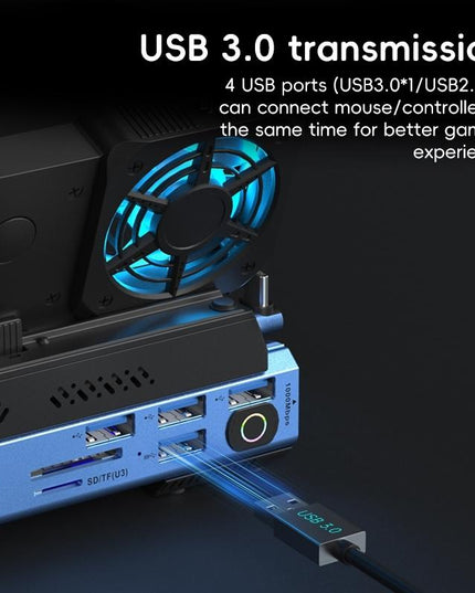9-In-1 Usb-C Gaming Dock With Detachable Fan - Blue / Black-1922443402268512261