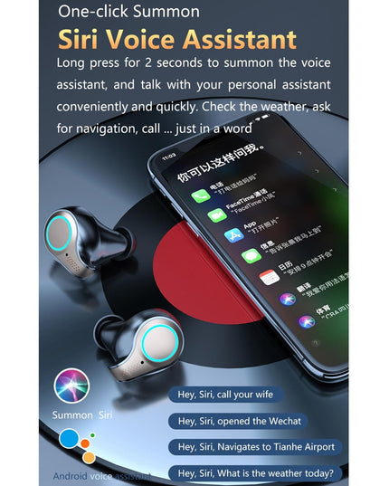 Waterproof Wireless Bluetooth 5.0 Earphones With Charging Box And Led Display-1915197074165600260