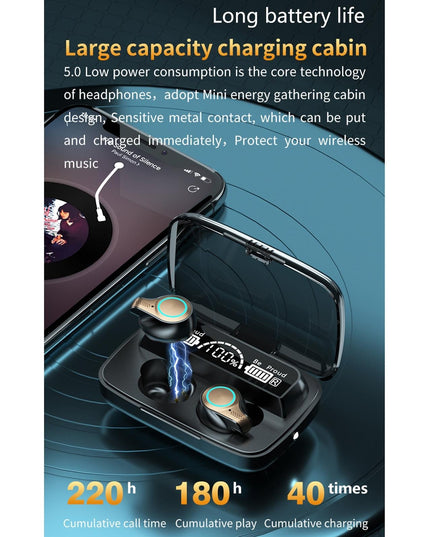 Waterproof Wireless Bluetooth 5.0 Earphones With Charging Box And Led Display-1915197074165600263