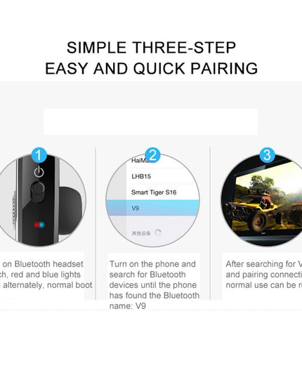 V9 Wireless Bluetooth Headset With Mic For Drivers - Black-1915196493023809543