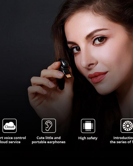 Wireless In-Ear Headset With Usb Cable - Black 5.0-1915196499868913667