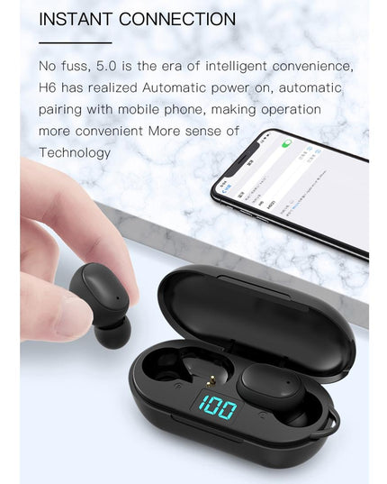 Wireless Bluetooth Earphones With Digital Display & Charging Box - H6 Tws-1915197206844018697