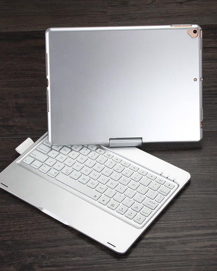 Rotatable Bluetooth Keyboard Leather Case For Ipad 10.2 With Backlit Pen Slot - Silver-1915196596543426562