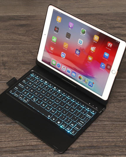 Rotatable Bluetooth Keyboard Leather Case For Ipad 10.2 With Backlit Pen Slot - Silver-1915196596543426565