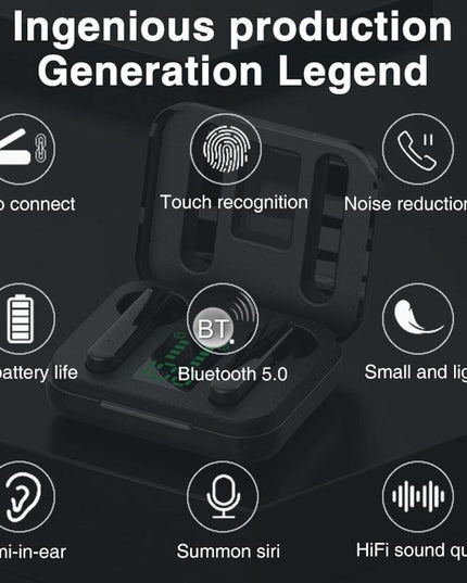 Wireless Bluetooth Earphones With Charging Box & Led Display-1915196637760851972