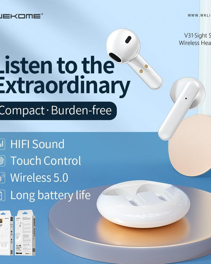 Wireless Stereo Bluetooth Earphones - V31 Sight Series White-1915196637916041218