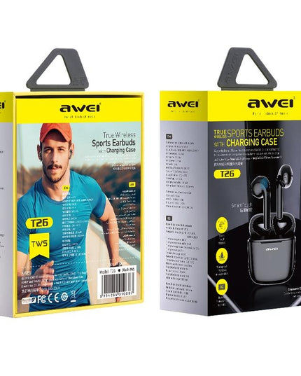 Wireless Sports Headset With Charging Case - T26 Tws Bluetooth V5.0 - Black-1915196703661756419