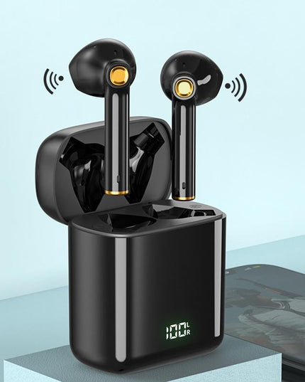 Waterproof Bluetooth Earphones With Digital Display - Black-1915196734078849025