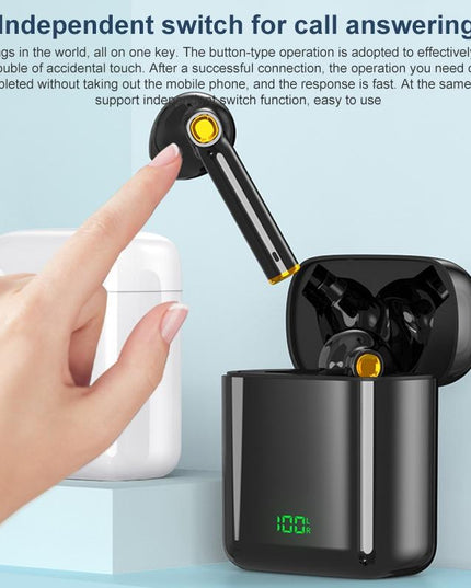 Waterproof Bluetooth Earphones With Digital Display - Black-1915196734078849027