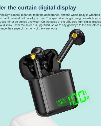 Waterproof Bluetooth Earphones With Digital Display - Black-1915196734078849028