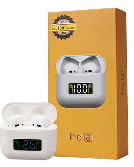 Wireless Bluetooth Earphones With Touch Display - White-1915196624737538049
