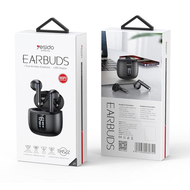 Wireless Bluetooth 5.0 Earphones With Led Display - Black-1915196796813053959