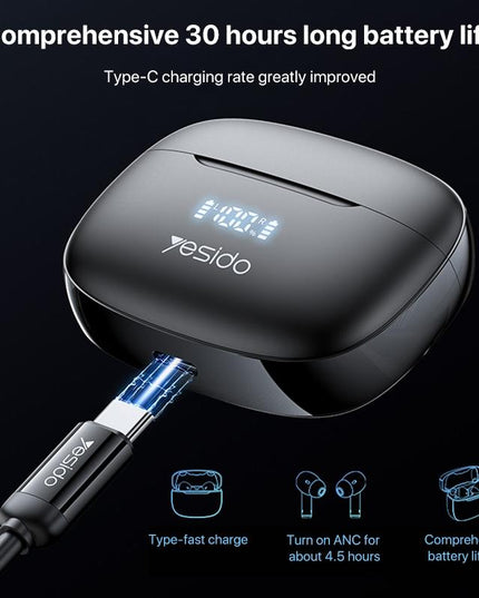 Wireless Bluetooth 5.0 Earphones With Anc And Led Display-1915198045578989571