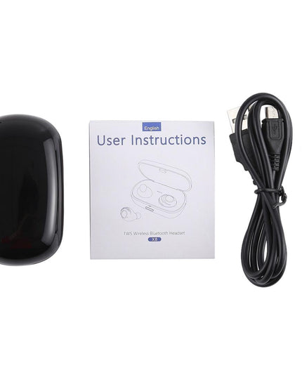 Portable Bluetooth V5.0 Earphones With Charging Box - X8 Tws For Outdoor Sports Black-1915196768874795011
