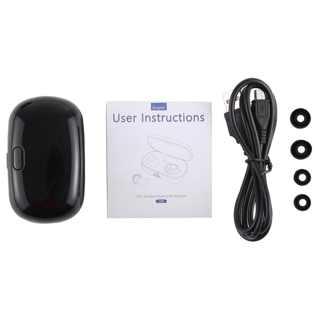 Portable Bluetooth V5.0 Earphones With Charging Box - X8 Tws For Outdoor Sports Black-1915196768874795011