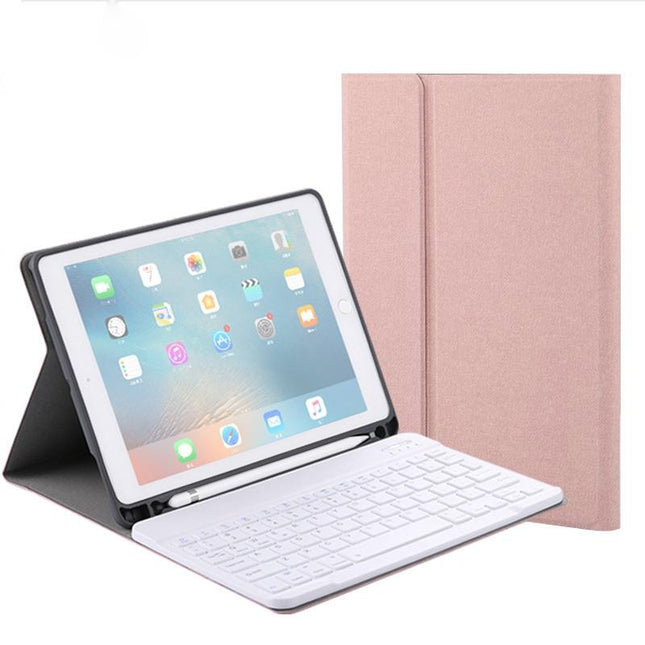 Silk Texture Bluetooth Keyboard Tablet Case For Ipad Air 2 / 1 Pro 9.7 2017 / 2018 With Stand & Pen Slot - Rose Gold-1915196544437587973