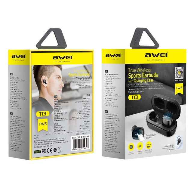 Wireless Sports Headset With Charging Case - T13 Tws Bluetooth V5.0 - Black-1915196720132788227