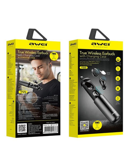 Wireless Sports Headset With Portable Charging Case - T55 Tws Bluetooth V5.0 Black-1915196738575142915