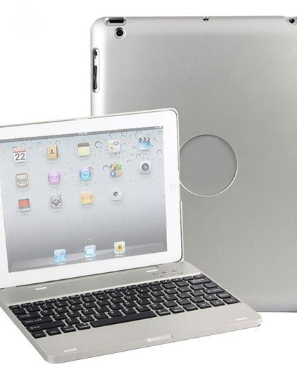 Aluminum Bluetooth Keyboard Tablet Case For Ipad 4 / 3 / 2 - Silver-1915196598778990597