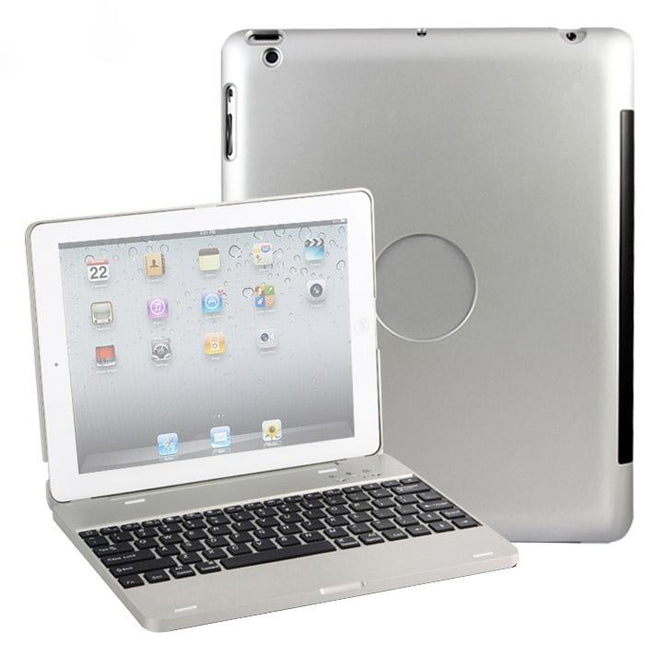 Aluminum Bluetooth Keyboard Tablet Case For Ipad 4 / 3 / 2 - Silver-1915196598778990597