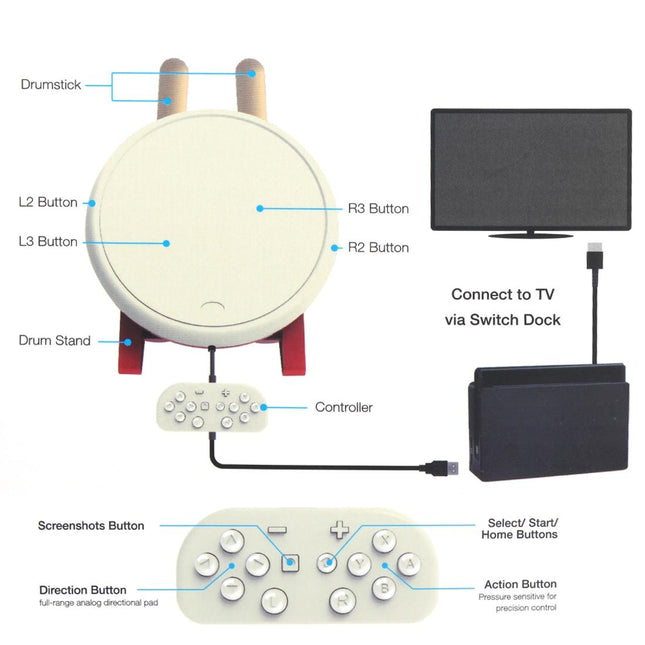 Drum Sticks Controller Kit For Nintendo Switch - Compact And Versatile-1915198423246704645