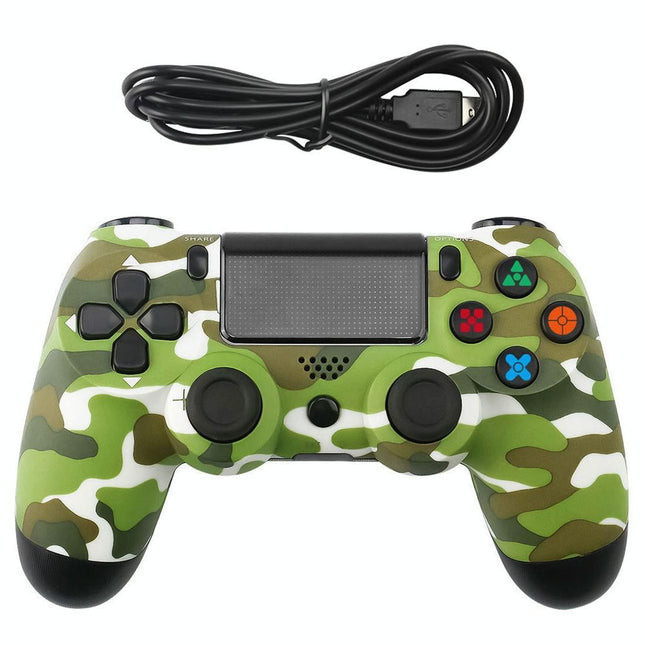Snowflake Button Wired Gamepad For Ps4 - Green Camouflage-1915197515121168388