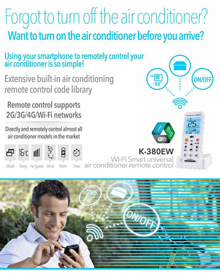 Universal Wifi Smart Ac Remote Control With Holder - Supports 2G / 3G / 4G / Wifi-1915198378308931586