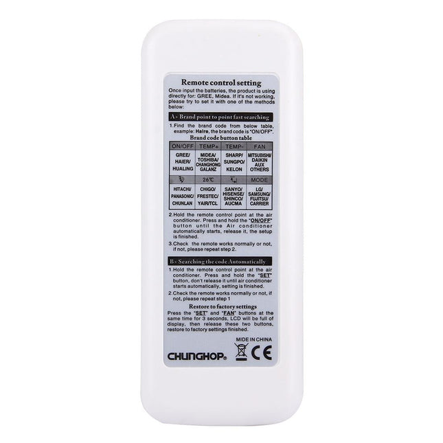 Universal Lcd Air Conditioner Remote Control By Chunghop-1915198102428585986