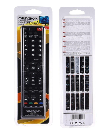 Universal Remote For Toshiba Led / Lcd / 3Dtv - Chunghop T919-1915198286512394247