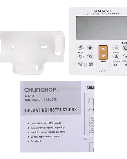 Universal Lcd Air Conditioner Remote Controller With Bracket - Chunghop K650E-1915197167652442121