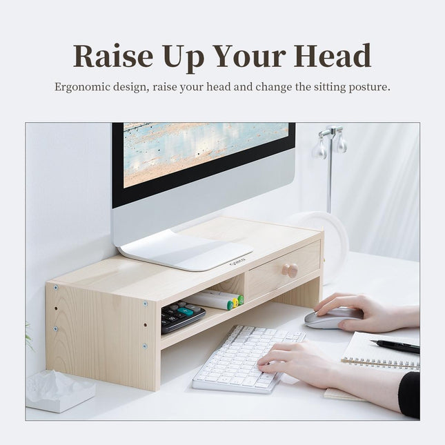 Natural Wood Monitor Stand - Compact Design-1915198222012387335