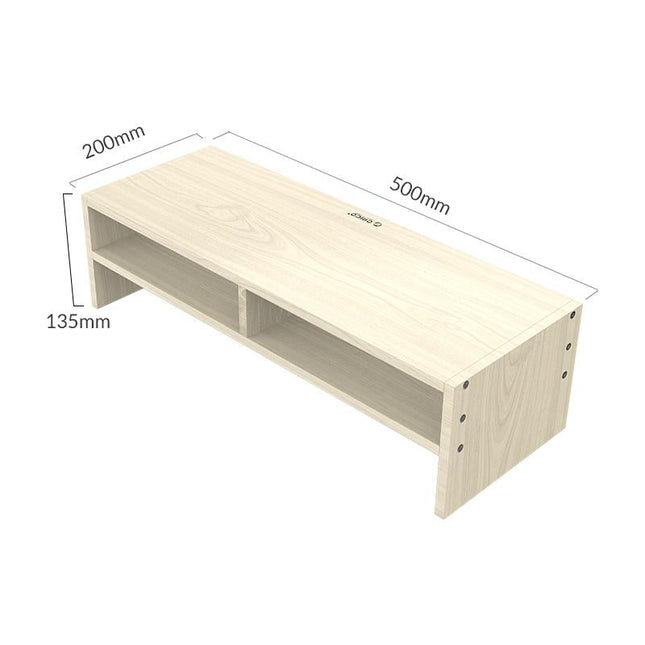 Wood Grain 2-Tier Monitor Stand With Partition-1915197390646808580
