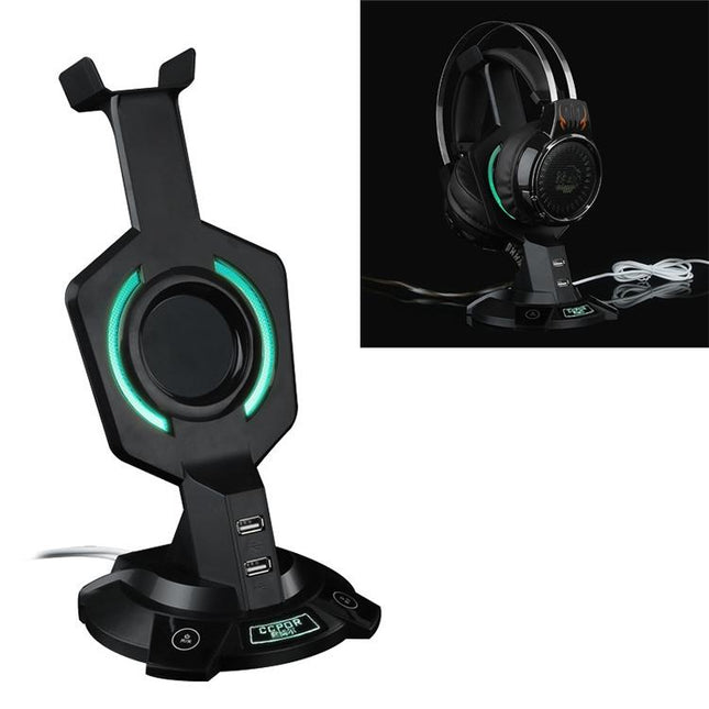 Integrated Mecha-Shaped Headset Holder With Dual Usb Ports And Computer Switch - Luminous-1915198030768902144