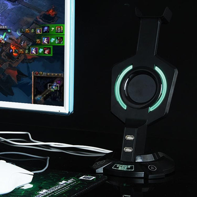 Integrated Mecha-Shaped Headset Holder With Dual Usb Ports And Computer Switch - Luminous-1915198030768902147