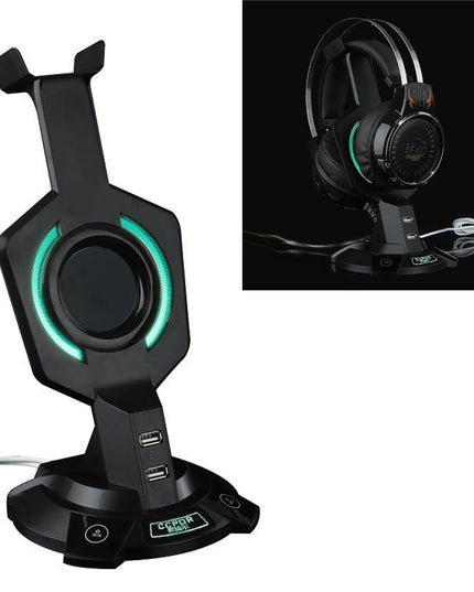 Integrated Mecha-Shaped Headset Holder With Dual Usb Ports And Computer Switch - Luminous-1915198030768902149