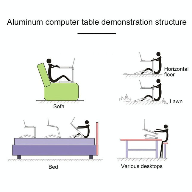 Adjustable Foldable Laptop Stand - Portable Aluminium Alloy - 360 Degree Rotation-1915196679531925509
