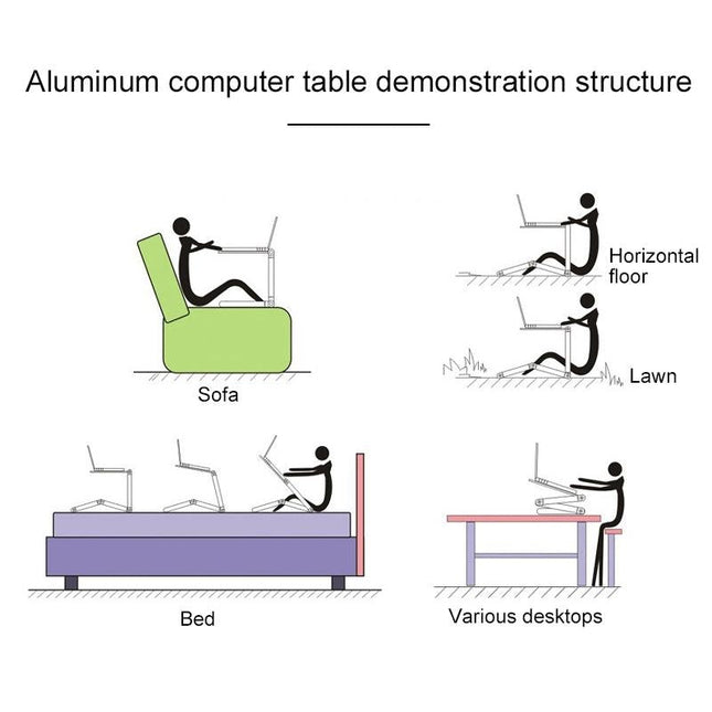 Adjustable Foldable Laptop Stand - 360 Degree Portable Aluminum Desk Holder-1915196705620496388