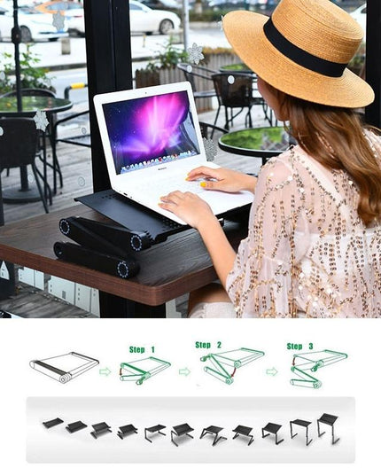Adjustable Foldable Laptop Stand - 360 Degree Portable Aluminum Desk Holder-1915196705620496389