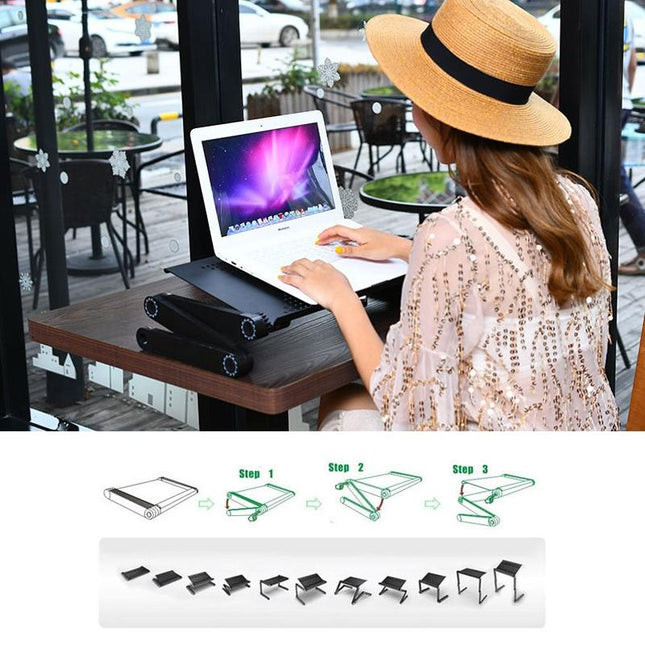 Adjustable Laptop Stand With Fans & Mouse Pad - Portable & Foldable-1915196722582261766