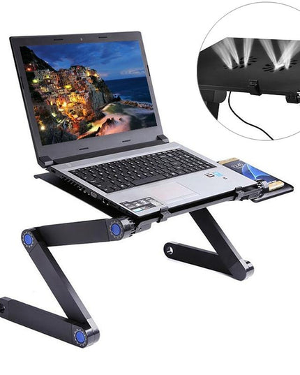 Adjustable Laptop Stand With Fans & Mouse Pad - Portable & Foldable-1915196722582261767