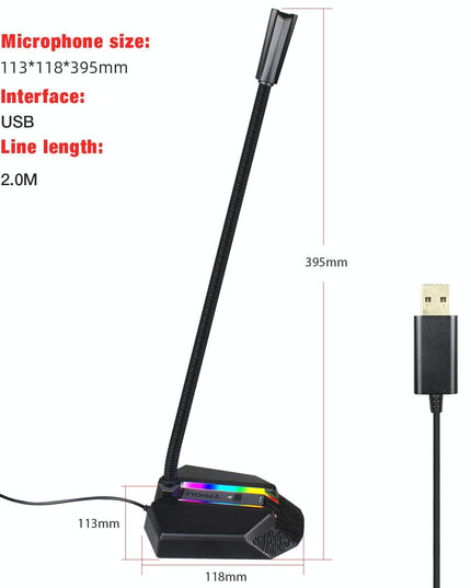 Flexible Usb Microphone With Rgb Lighting For Voice Chat And Video Conferencing-1915197799817940993