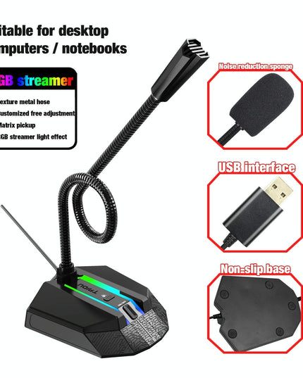 Flexible Usb Microphone With Rgb Lighting For Voice Chat And Video Conferencing-1915197799817940995