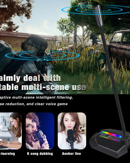 Flexible Usb Microphone With Rgb Lighting For Voice Chat And Video Conferencing-1915197799817940998