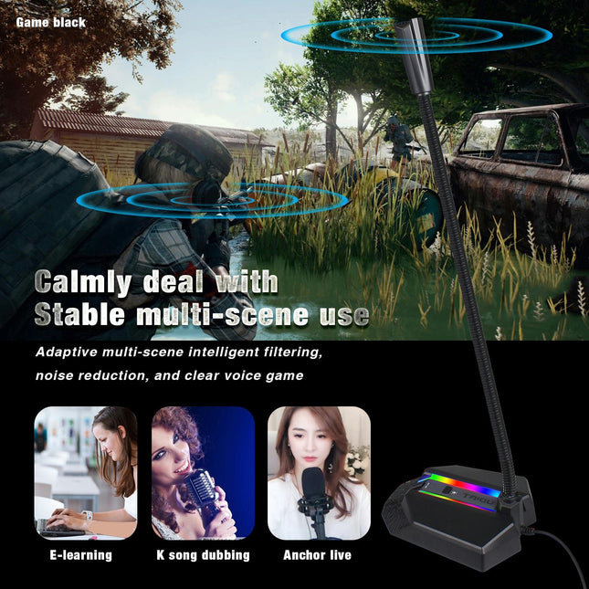 Flexible Usb Microphone With Rgb Lighting For Voice Chat And Video Conferencing-1915197799817940998