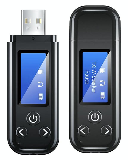 2-In-1 Usb Car Bluetooth 5.0 Audio Adapter With Lcd Screen-1915197639671025665